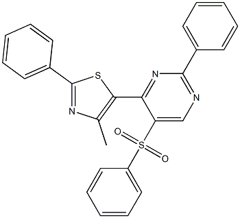 4-(4-methyl-2-phenyl-1,3-thiazol-5-yl)-2-phenyl-5-(phenylsulfonyl)pyrimidine Struktur