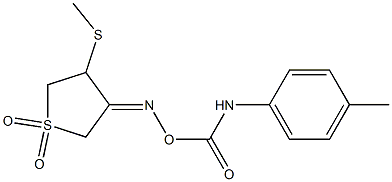 3-(methylsulfanyl)-4-{[(4-toluidinocarbonyl)oxy]imino}tetrahydro-1H-1lambda~6~-thiophene-1,1-dione Struktur