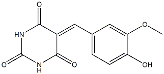 5-(4-hydroxy-3-methoxybenzylidene)hexahydropyrimidine-2,4,6-trione Struktur