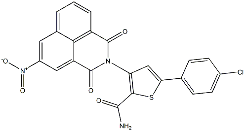 5-(4-chlorophenyl)-3-(5-nitro-1,3-dioxo-2,3-dihydro-1H-benzo[de]isoquinolin-2-yl)thiophene-2-carboxamide Struktur