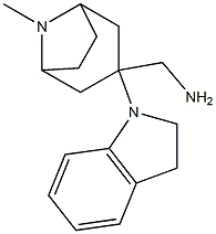 [3-(2,3-dihydro-1H-indol-1-yl)-8-methyl-8-azabicyclo[3.2.1]octan-3-yl]methanamine Struktur