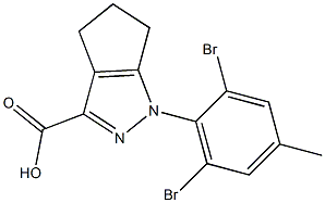 1-(2,6-dibromo-4-methylphenyl)-1H,4H,5H,6H-cyclopenta[c]pyrazole-3-carboxylic acid Struktur