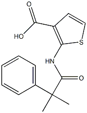 2-(2-methyl-2-phenylpropanamido)thiophene-3-carboxylic acid Struktur