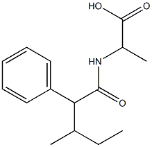 2-(3-methyl-2-phenylpentanamido)propanoic acid Struktur