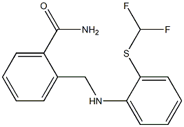 2-[({2-[(difluoromethyl)sulfanyl]phenyl}amino)methyl]benzamide Struktur