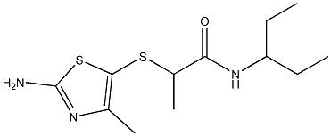 2-[(2-amino-4-methyl-1,3-thiazol-5-yl)sulfanyl]-N-(pentan-3-yl)propanamide Struktur