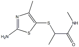 2-[(2-amino-4-methyl-1,3-thiazol-5-yl)sulfanyl]-N-methylpropanamide Struktur