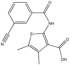 2-[(3-cyanobenzene)amido]-4,5-dimethylthiophene-3-carboxylic acid Struktur