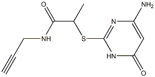 2-[(4-amino-6-oxo-1,6-dihydropyrimidin-2-yl)sulfanyl]-N-(prop-2-yn-1-yl)propanamide Struktur