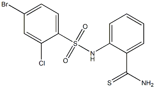 2-[(4-bromo-2-chlorobenzene)sulfonamido]benzene-1-carbothioamide Struktur