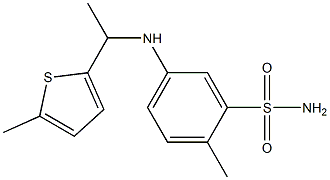 2-methyl-5-{[1-(5-methylthiophen-2-yl)ethyl]amino}benzene-1-sulfonamide Struktur