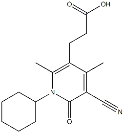 3-(5-cyano-1-cyclohexyl-2,4-dimethyl-6-oxo-1,6-dihydropyridin-3-yl)propanoic acid Struktur