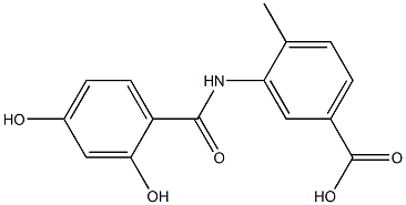 3-[(2,4-dihydroxybenzoyl)amino]-4-methylbenzoic acid Struktur