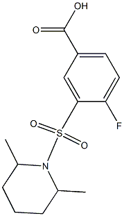 3-[(2,6-dimethylpiperidine-1-)sulfonyl]-4-fluorobenzoic acid Struktur