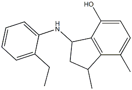 3-[(2-ethylphenyl)amino]-1,7-dimethyl-2,3-dihydro-1H-inden-4-ol Struktur