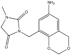 3-[(6-amino-2,4-dihydro-1,3-benzodioxin-8-yl)methyl]-1-methylimidazolidine-2,4-dione Struktur