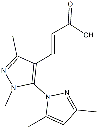 3-[5-(3,5-dimethyl-1H-pyrazol-1-yl)-1,3-dimethyl-1H-pyrazol-4-yl]prop-2-enoic acid Struktur