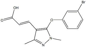 3-[5-(3-bromophenoxy)-1,3-dimethyl-1H-pyrazol-4-yl]prop-2-enoic acid Struktur