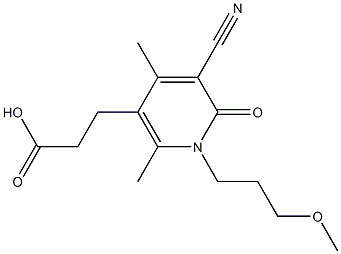 3-[5-cyano-1-(3-methoxypropyl)-2,4-dimethyl-6-oxo-1,6-dihydropyridin-3-yl]propanoic acid Struktur