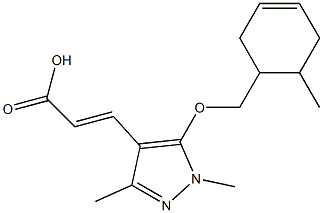 3-{1,3-dimethyl-5-[(6-methylcyclohex-3-en-1-yl)methoxy]-1H-pyrazol-4-yl}prop-2-enoic acid Struktur