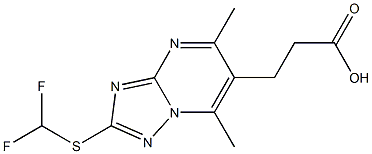 3-{2-[(difluoromethyl)thio]-5,7-dimethyl[1,2,4]triazolo[1,5-a]pyrimidin-6-yl}propanoic acid Struktur