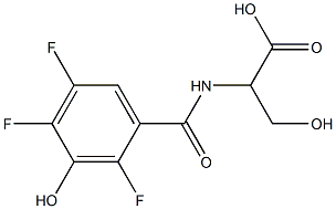 3-hydroxy-2-[(2,4,5-trifluoro-3-hydroxyphenyl)formamido]propanoic acid Struktur