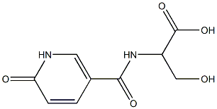 3-hydroxy-2-{[(6-oxo-1,6-dihydropyridin-3-yl)carbonyl]amino}propanoic acid Struktur