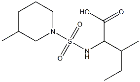 3-methyl-2-{[(3-methylpiperidine-1-)sulfonyl]amino}pentanoic acid Struktur