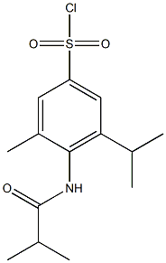 3-methyl-4-(2-methylpropanamido)-5-(propan-2-yl)benzene-1-sulfonyl chloride Struktur