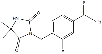 4-[(4,4-dimethyl-2,5-dioxoimidazolidin-1-yl)methyl]-3-fluorobenzenecarbothioamide Struktur