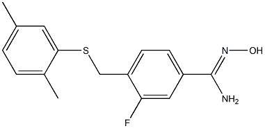 4-{[(2,5-dimethylphenyl)sulfanyl]methyl}-3-fluoro-N'-hydroxybenzene-1-carboximidamide Struktur