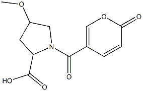 4-methoxy-1-[(2-oxo-2H-pyran-5-yl)carbonyl]pyrrolidine-2-carboxylic acid Struktur