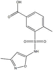 4-methyl-3-[(3-methyl-1,2-oxazol-5-yl)sulfamoyl]benzoic acid Struktur