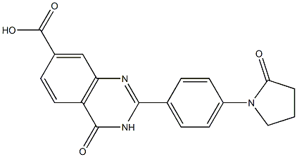 4-oxo-2-[4-(2-oxopyrrolidin-1-yl)phenyl]-3,4-dihydroquinazoline-7-carboxylic acid Struktur