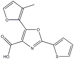 5-(3-methylfuran-2-yl)-2-(thiophen-2-yl)-1,3-oxazole-4-carboxylic acid Struktur