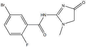 5-bromo-2-fluoro-N-(1-methyl-4-oxo-4,5-dihydro-1H-imidazol-2-yl)benzamide Struktur