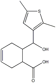 6-[(2,5-dimethylthiophen-3-yl)(hydroxy)methyl]cyclohex-3-ene-1-carboxylic acid Struktur