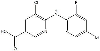 6-[(4-bromo-2-fluorophenyl)amino]-5-chloropyridine-3-carboxylic acid Struktur