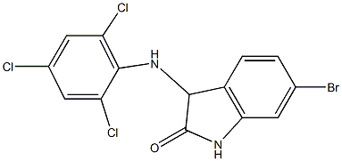 6-bromo-3-[(2,4,6-trichlorophenyl)amino]-2,3-dihydro-1H-indol-2-one Struktur