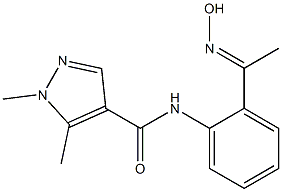 N-{2-[1-(hydroxyimino)ethyl]phenyl}-1,5-dimethyl-1H-pyrazole-4-carboxamide Struktur