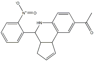 1-(4-{2-nitrophenyl}-3a,4,5,9b-tetrahydro-3H-cyclopenta[c]quinolin-8-yl)ethanone Struktur