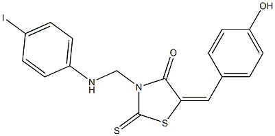 5-(4-hydroxybenzylidene)-3-[(4-iodoanilino)methyl]-2-thioxo-1,3-thiazolidin-4-one Struktur