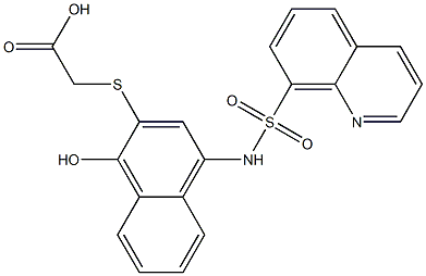 ({1-hydroxy-4-[(8-quinolinylsulfonyl)amino]-2-naphthyl}sulfanyl)acetic acid Struktur