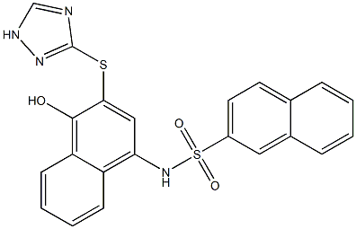 N-[4-hydroxy-3-(1H-1,2,4-triazol-3-ylsulfanyl)-1-naphthyl]-2-naphthalenesulfonamide Struktur