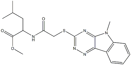 methyl 4-methyl-2-({[(5-methyl-5H-[1,2,4]triazino[5,6-b]indol-3-yl)sulfanyl]acetyl}amino)pentanoate Struktur