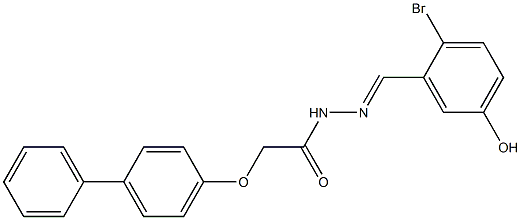 2-([1,1'-biphenyl]-4-yloxy)-N'-(2-bromo-5-hydroxybenzylidene)acetohydrazide Struktur