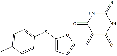 5-({5-[(4-methylphenyl)sulfanyl]-2-furyl}methylene)-2-thioxodihydro-4,6(1H,5H)-pyrimidinedione Struktur