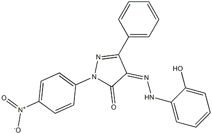 1-(4-nitrophenyl)-3-phenyl-1H-pyrazole-4,5-dione 4-[N-(2-hydroxyphenyl)hydrazone] Struktur