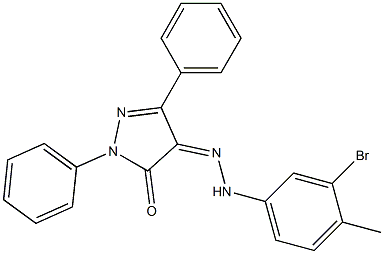 1,3-diphenyl-1H-pyrazole-4,5-dione 4-[N-(3-bromo-4-methylphenyl)hydrazone] Struktur