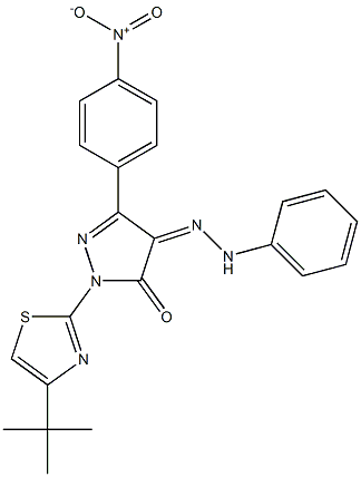 1-[4-(tert-butyl)-1,3-thiazol-2-yl]-3-(4-nitrophenyl)-1H-pyrazole-4,5-dione 4-(N-phenylhydrazone) Struktur